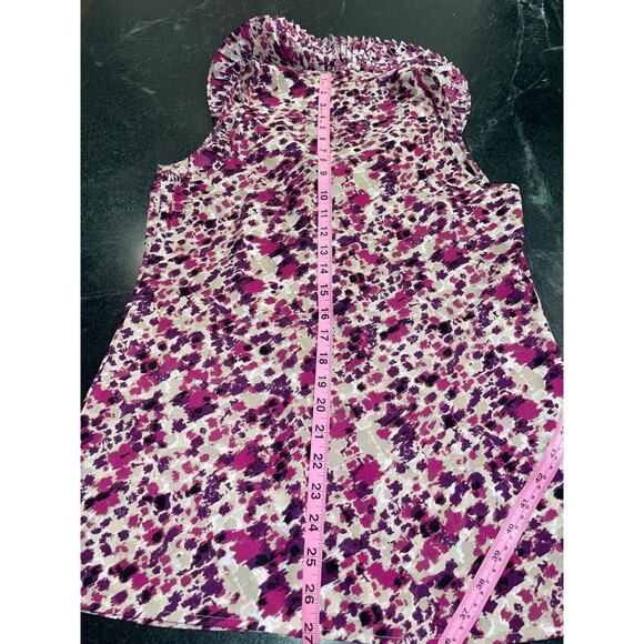 Ann Taylor SM sleeveless blouse ruffled neck, purple tones. - Picture 4 of 5